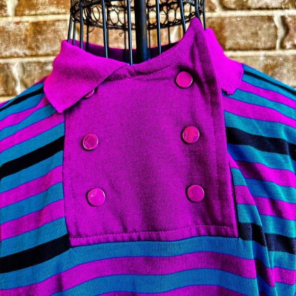 Vintage Levi Stauss Co Ladies Striped Double Snap Closure Top Small? Cal… - Picture 2 of 12